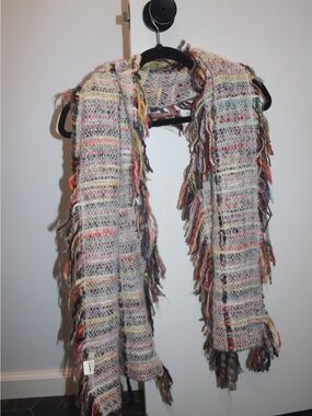 Chiralea Chicago Multi-Color Textured Open Knit Scarf – Boho Fringe Winter Wrap